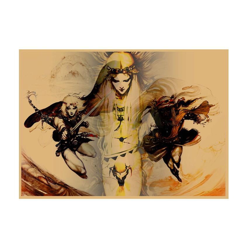Yoshitaka Amano Retro Japanese Illustration Poster for Bar & Restaurant Wall Decor