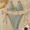 2 Adet/takım Trendy Yaz Bikini Set Saf Renkler Göz Alıcı Günlük Giyim için Tüm Maç Kablosuz Mayo