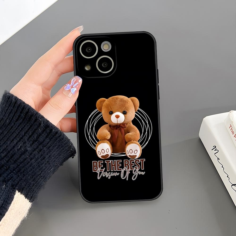 Cartoon Teddy Bear Phone Case For Iphone 15 Pro Max 14 Pro 16 Plus 12 13 11 Xr X Xs 8 7 Plus Silicone Back Cover