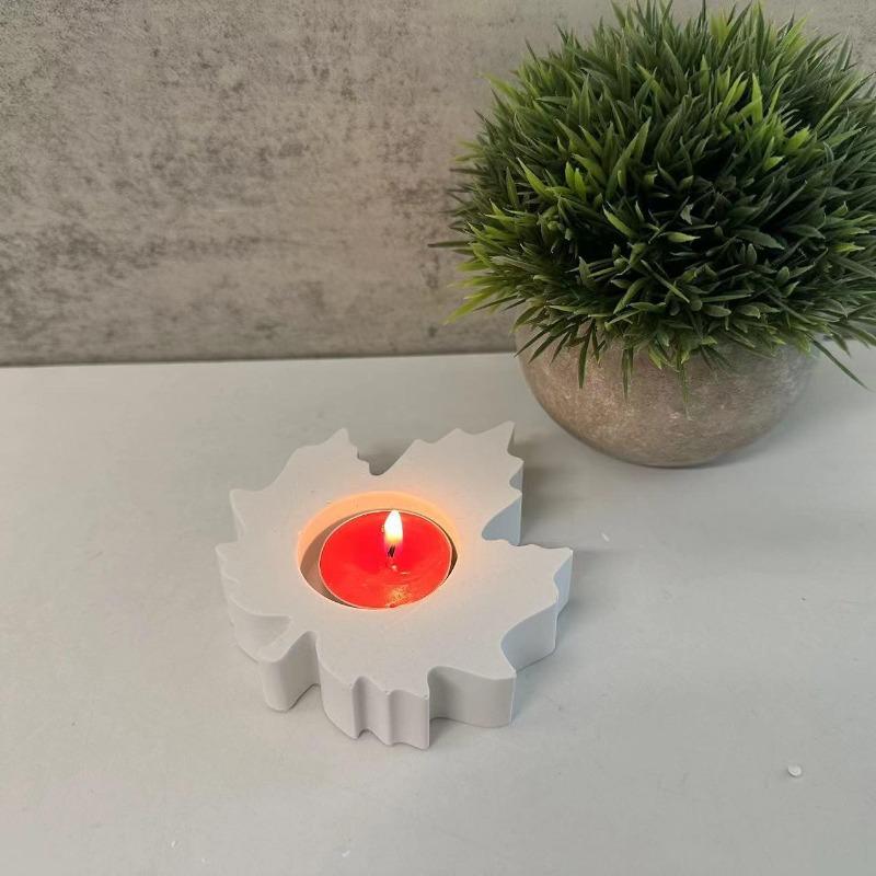Maple Leaf Candelabra Silicone Mold Leaf Candle Holder Tea Light Gypsum Resin Mold