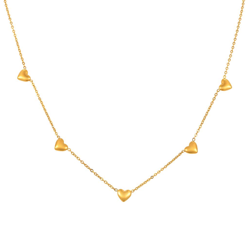 Vnox Multiple Styles Stainless Steel Necklace For Women, Heart Flower Star 18K Gold Plated Choker Accessories Charms Jewelry