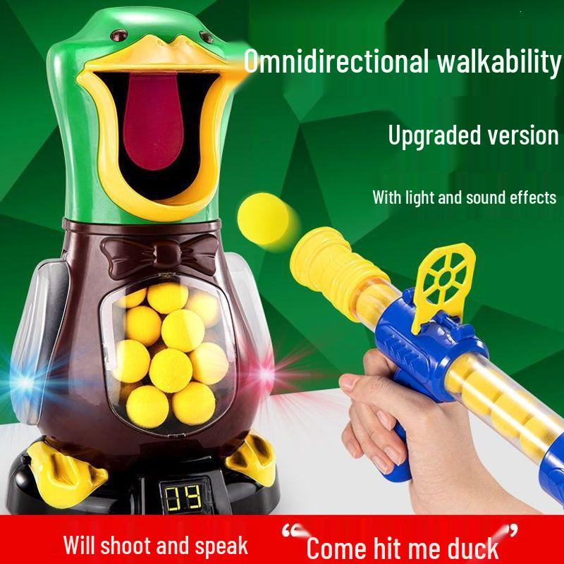 Hit Me Ducky! Parent-Child Interactive Toy with Air-Powered Soft Bullet, 3-Shot Firing for Kids 6+