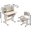 Kids Study Desk and Chair Set Height Adjustable Super Load-bearing Spacious Study Table Chair with School Bag Hook 45 X 70cm