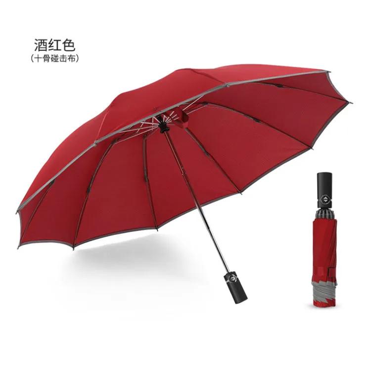 Windproof Reverse Folding Automatic Rain Umbrella For Men Women 10 Ribs Reflective Stripe Portable Female Umbrella Male Paraguas