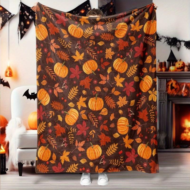 Halloween Pumpkin Christmas Printed Flannel Blanket Soft Cozy Throw Party Home