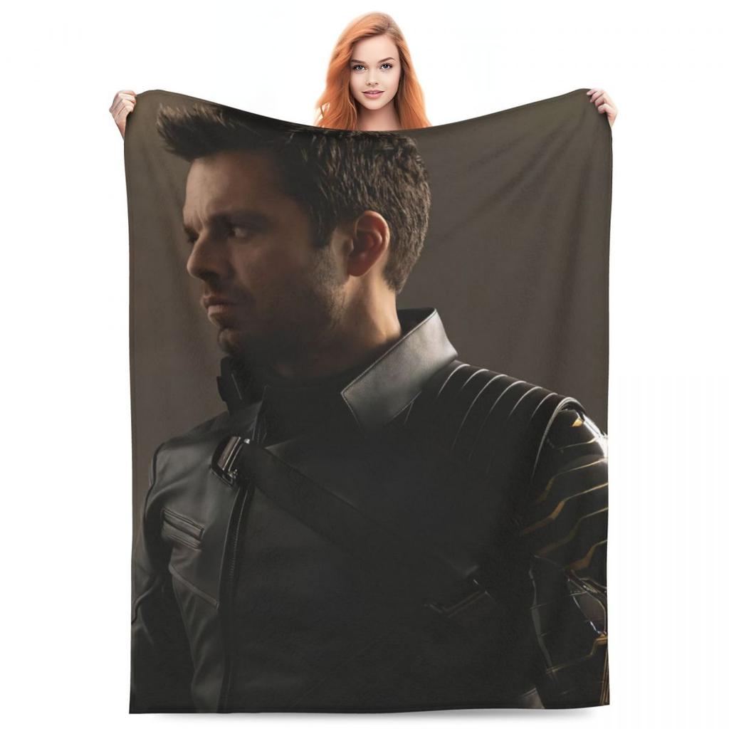 Anime Plaid Sebastian Stan Blanket Flannel Throw Blanket Warm Throw Blankets for Couch Bedding Office Throws Bedspread Quilt