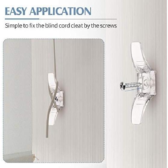 Jetec 12 Sets Window Blind Cord Cleats Safety Cord Cleats for Blinds with Screws Plastic Transparent for Home Office Window Curta Sun Shades Ropes