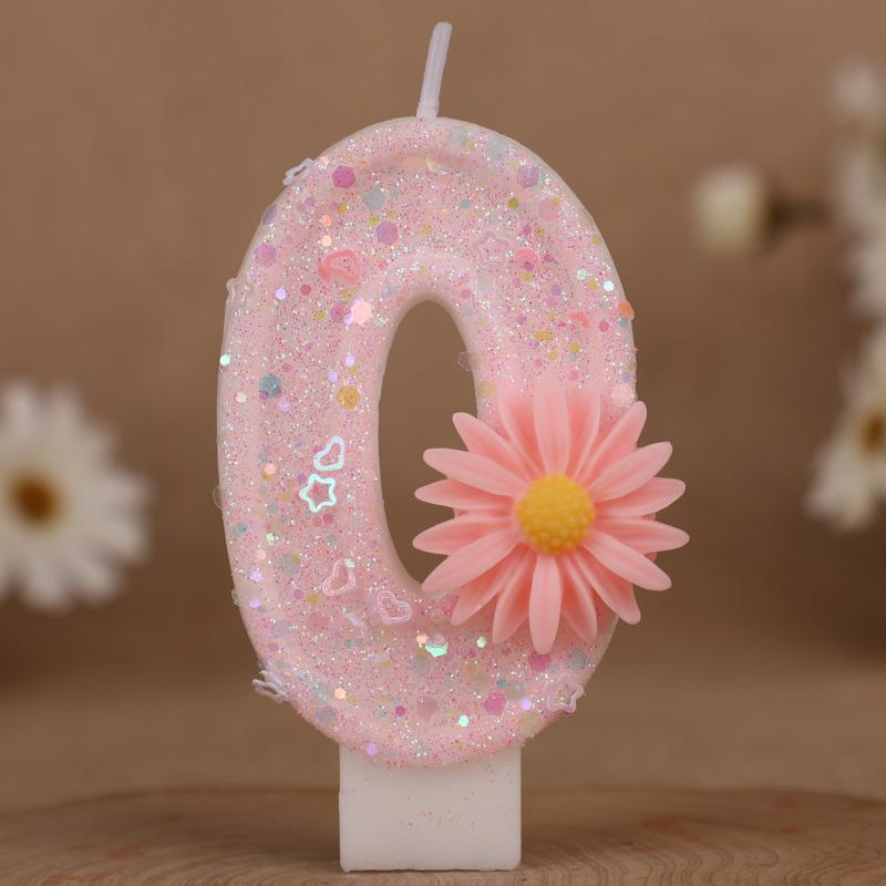 Creative Pink Sunflower Number Birthday Candle Cake Decoration 0-9 Number Candle