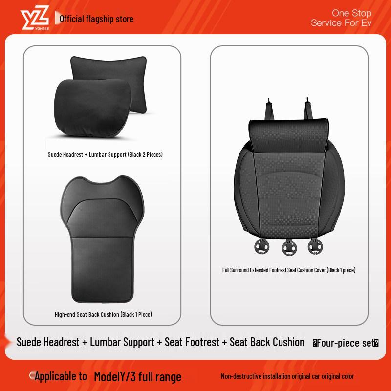 YZ Seat Covers with Extended Leg Rest for Tesla Model 3/Y - Full Coverage Protective Cushion