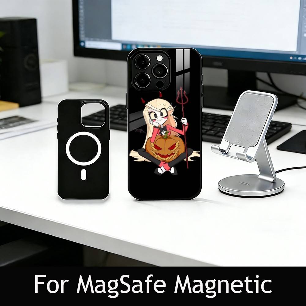 H-Hazbin C-Charlie Phone Case For iPhone17,16,15,14,13,12,11 Plus,Pro Magnetic with Magsafe Wireless Charging