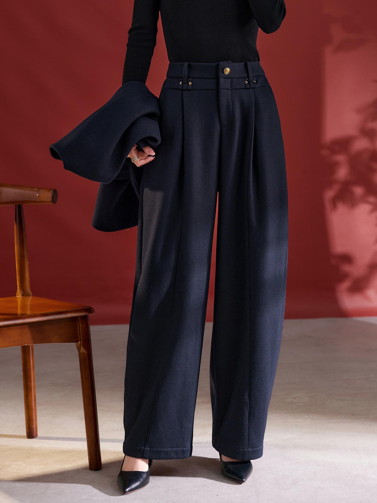 

Sijiqing Women s Versatile Autumn Wide-Leg Wool Pants L темно-синий