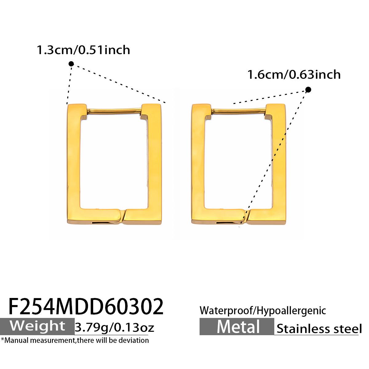 Korean Trend Geometric Gold Titanium Steel Rectangle Earrings