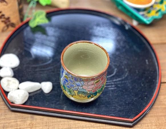 Kutani Small Dark Painted Peony Ceramic 170ml Single Item [Tean Cup] [Back Illustration]