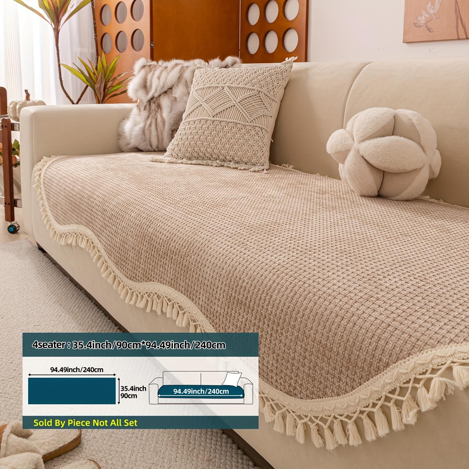 

Классический стиль Шенилловый чехол на диван с кисточками, Машинная стирка, Защита для мебели, не скользящая, подходит для домашних животных, для кресла, дивана-кровати и секционных диванов 90*240cm света кофе