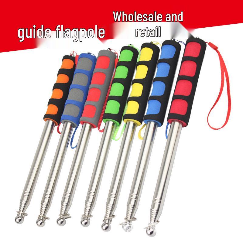 

2m Telescopic Stainless Steel Handheld Flagpole - Retractable, Hand-cranked, Pointer, Includes 1.2m Extension 1.2 meters