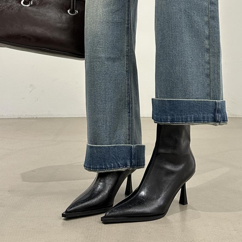 Fashion SUOJIALUN 2025 New Brand Women Ankle Boots Fashion Pointed Toe Sides Zipper Ladies Elegant Short Boot Thin High Heel Chelsea Sho