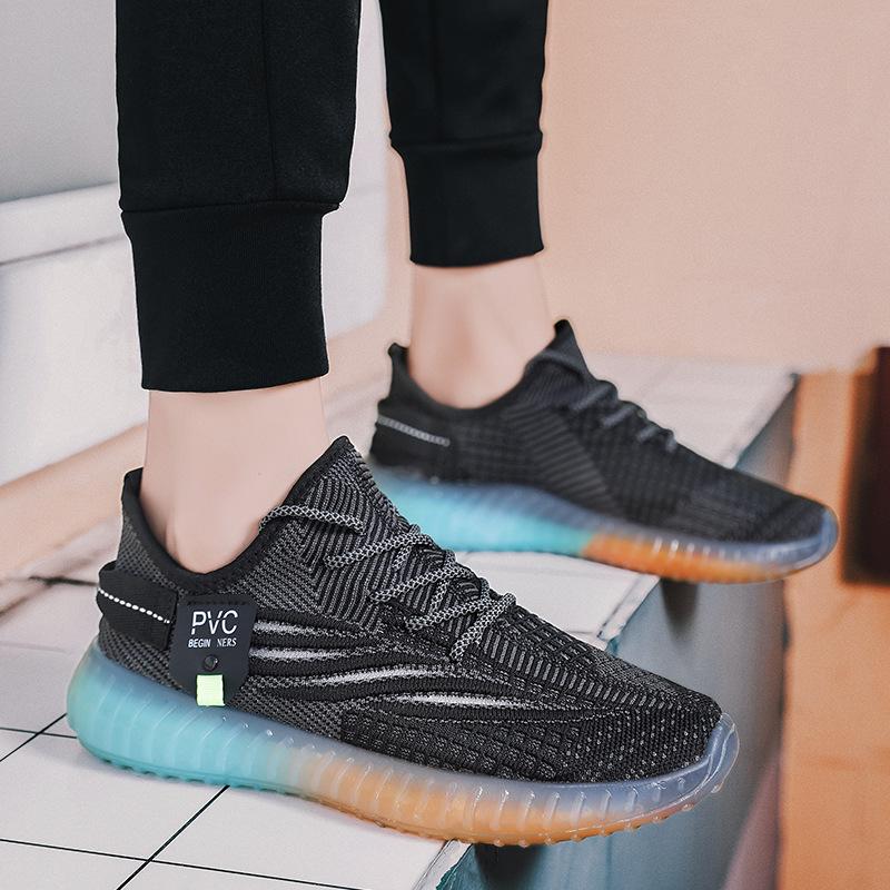 Summer new breathable fly-woven mesh shoes men's trend versatile sports and leisure shoes jelly bottom mesh shoes men's