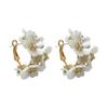 2023 New Exquisite White Flower Splicing Hoop Earrings for Women Fashion Versatile C Earrings Korean Trend Elegant Jewelry