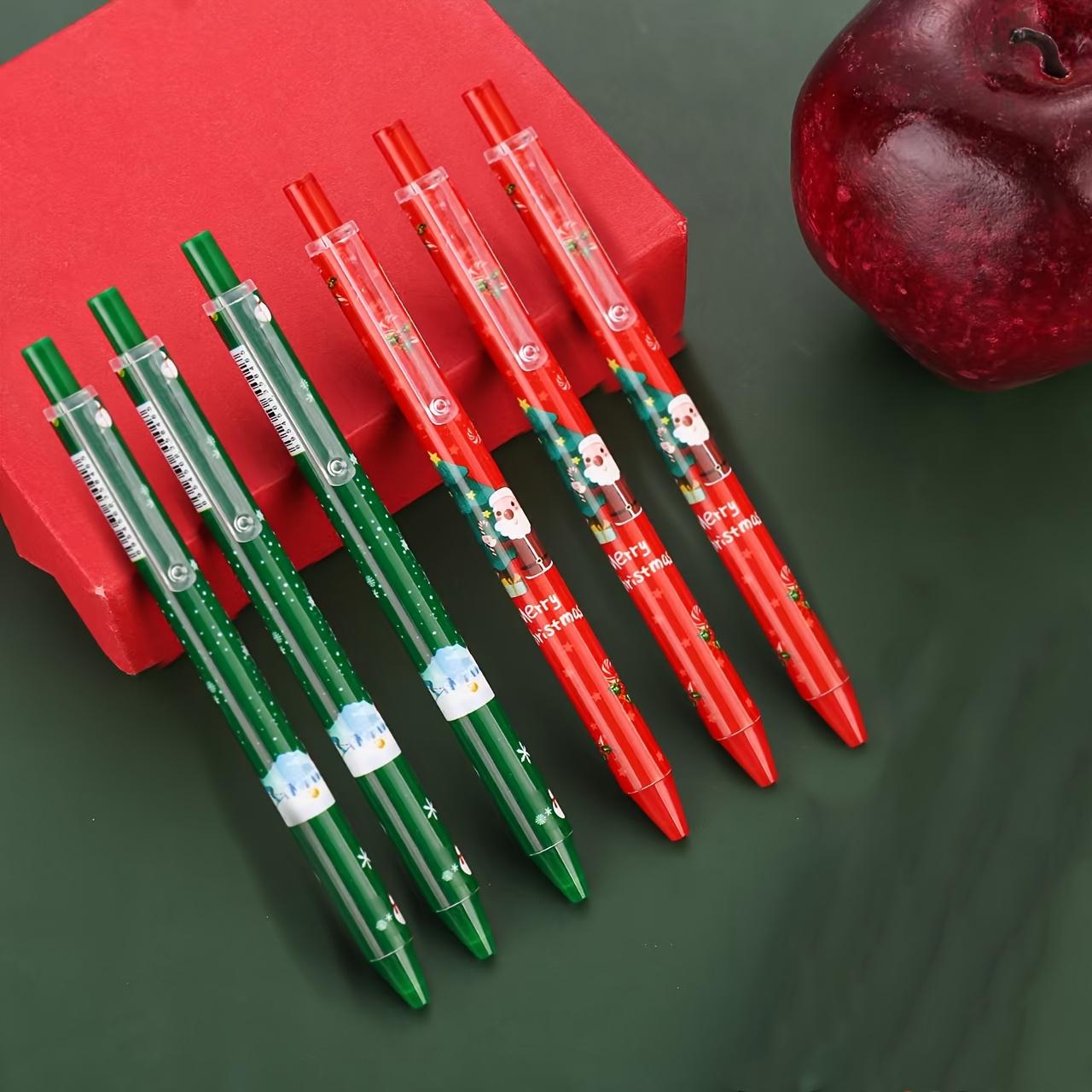 

6 шт. шариковая ручка с рисунком Санта-Клауса, рисунком оленя, шариковая ручка для письма в офисе и учебе, рождественский канцелярский подарок (черные чернила) 6pcs
