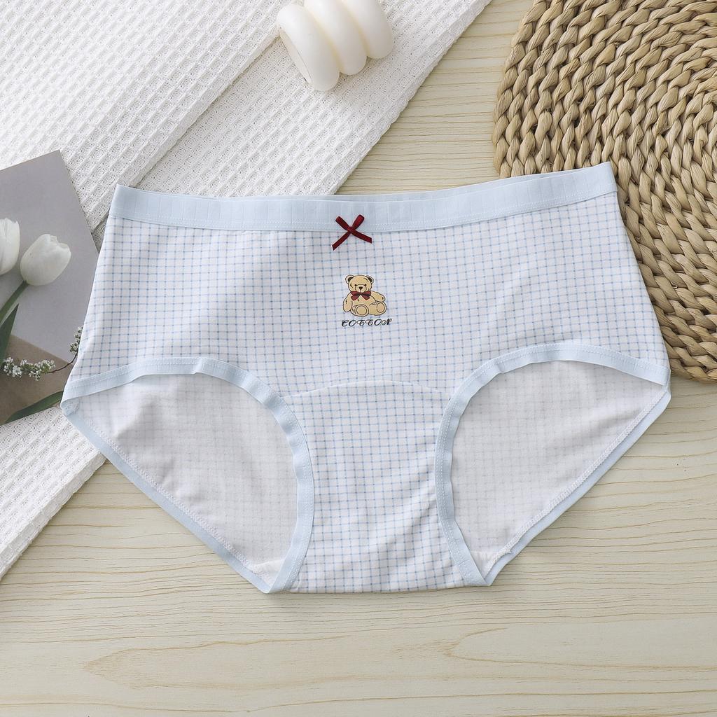 Ladies Summer Cartoon Cotton Comfortable Breathable Extended Crotch Waist Triangle Briefs
