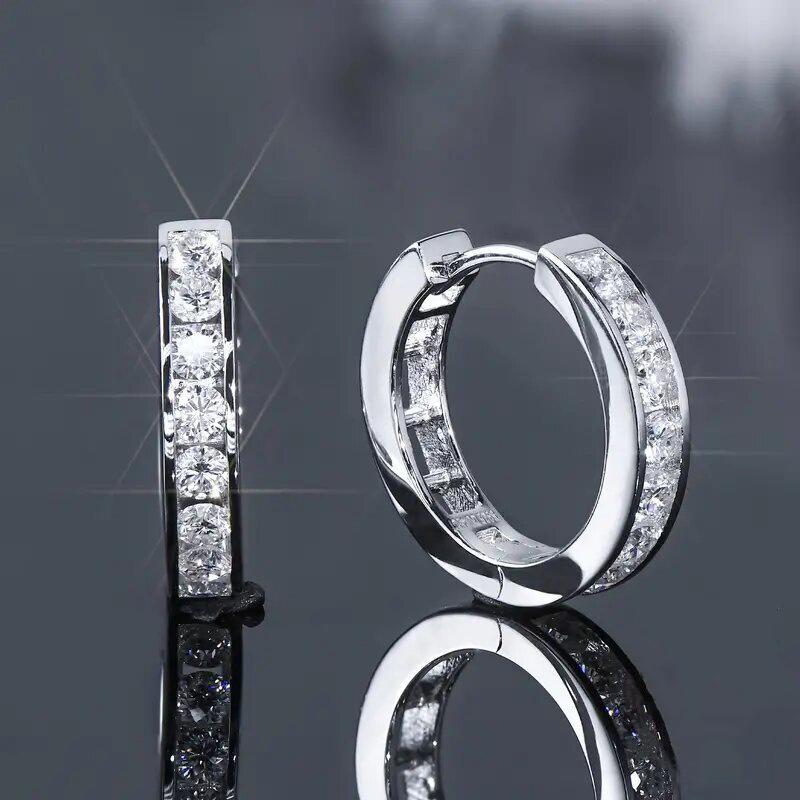 925 Sterling Silver Round Zircon Hoop Earrings For Women Simple Geometric Circle Earrings Party Wedding Jewelry Gifts