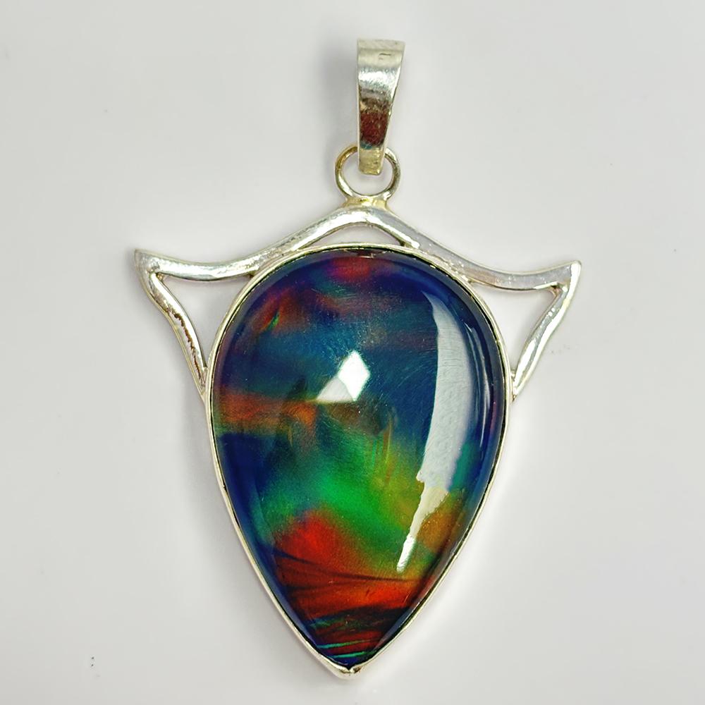 Natural Opal Pendant 38 ct Pear 925 Sterling Silver Gems October Birthstone for Gem Collections