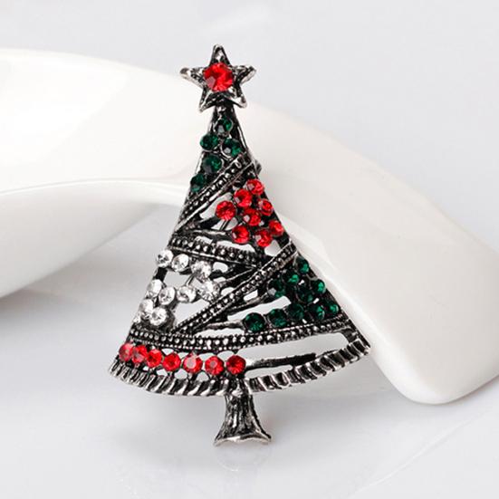 Femei Broșă Pom de Crăciun Pin Multicolor Bijuterii Strasuri Moda Cadou de Crăciun