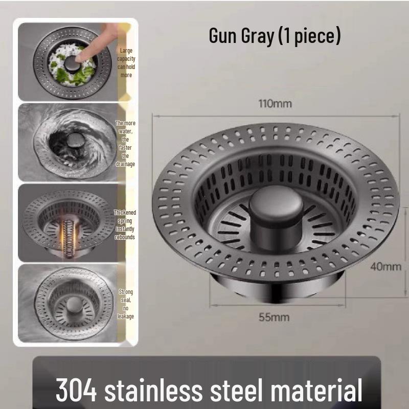 Stainless Steel Pop-up Sink Drain Stopper with Strainer