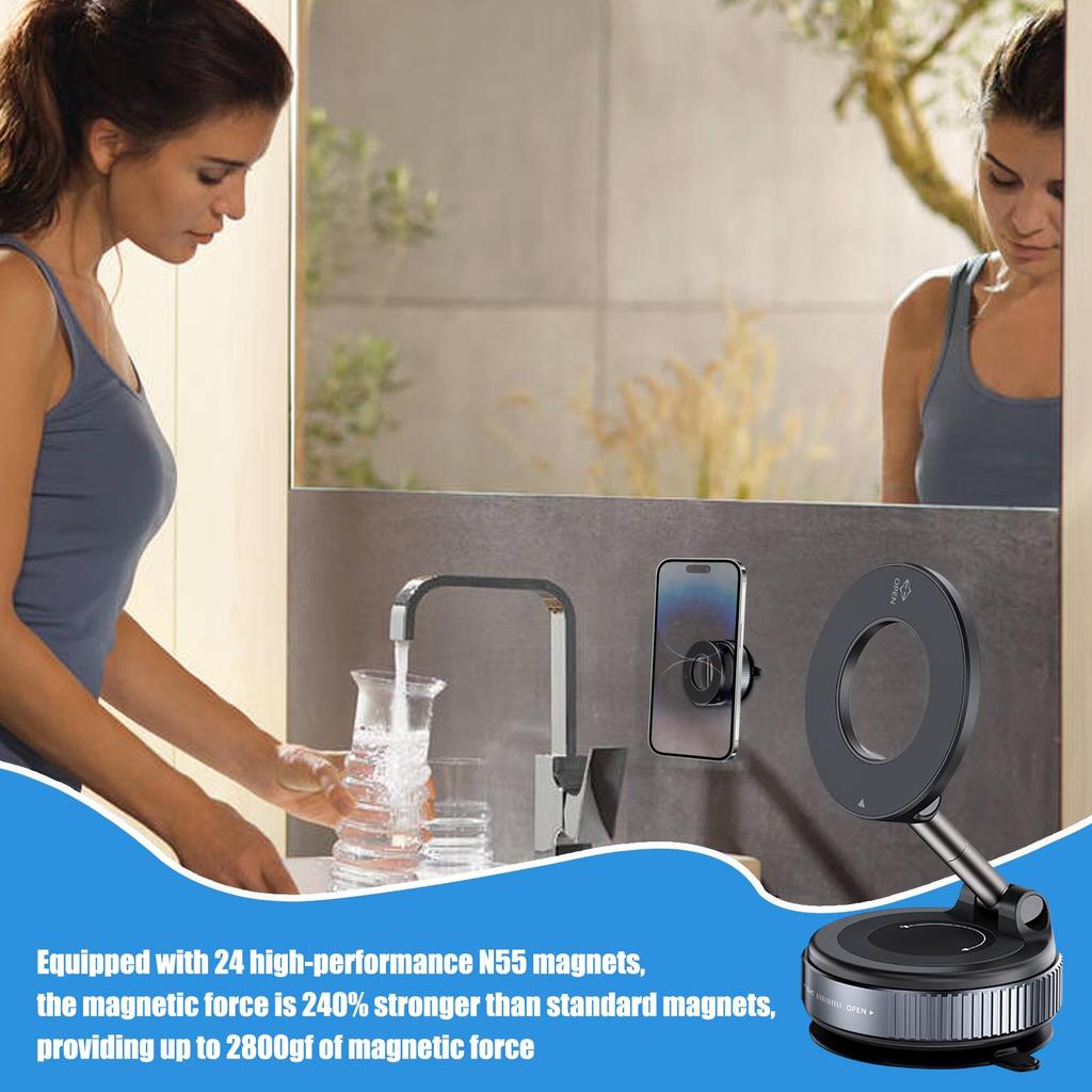 Car Mount Electric Vacuum Magnetic Holder Foldable Strong Suction Stand For Cell Phone For Phone Live Streaming