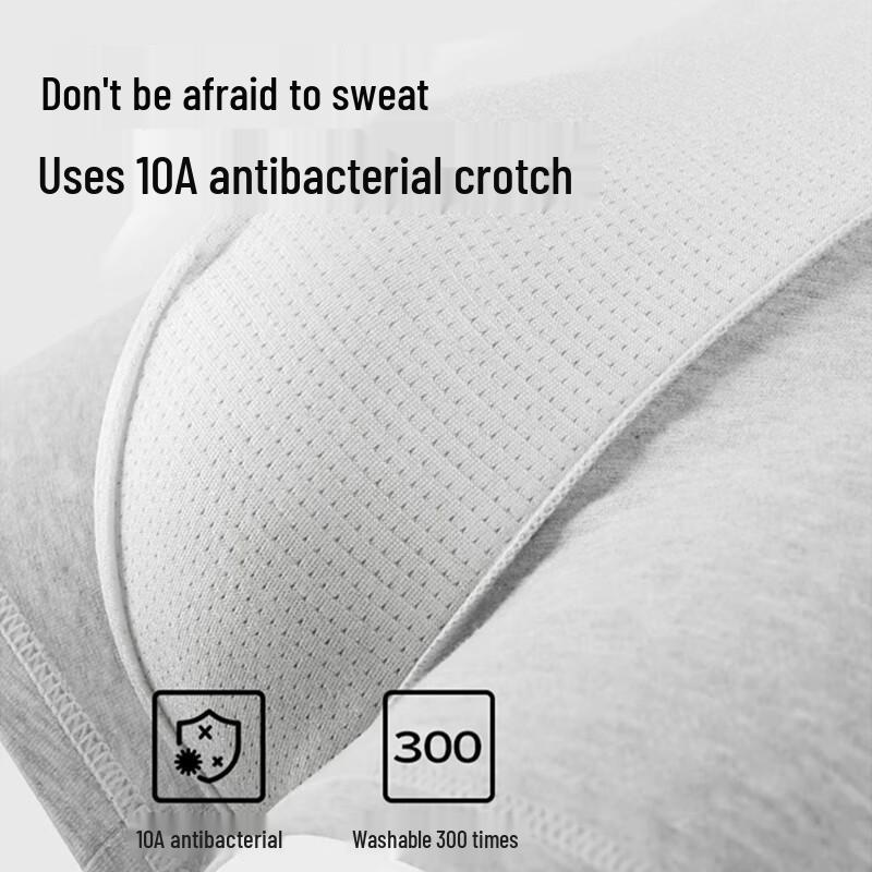 Men's Pure Cotton Antibacterial Boxer Briefs 4-Pack