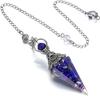 Antique Silver Seven Chakra Crystal Resin Pendulum with Semi-Precious Chips Pendant