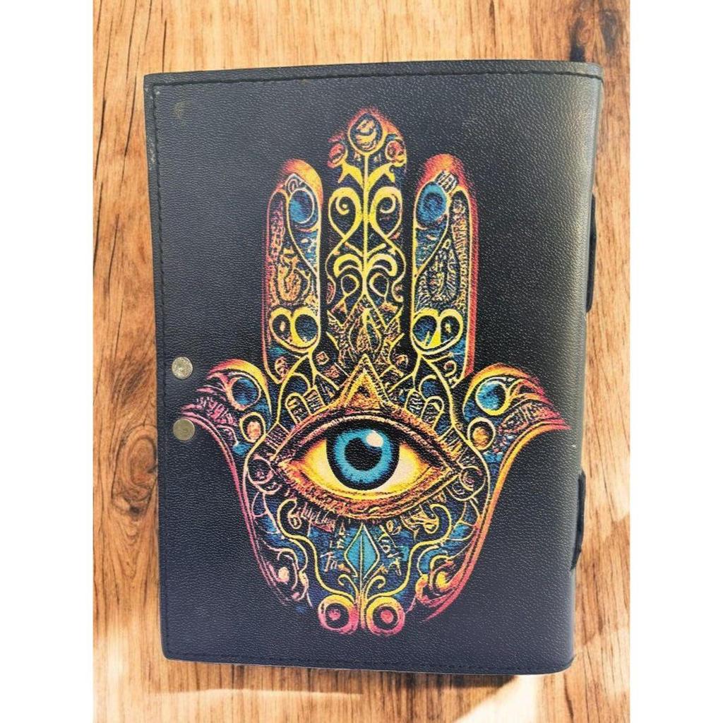 Hamsa Eye Leather Journal, Handmade Sketchbook, Dream Diary