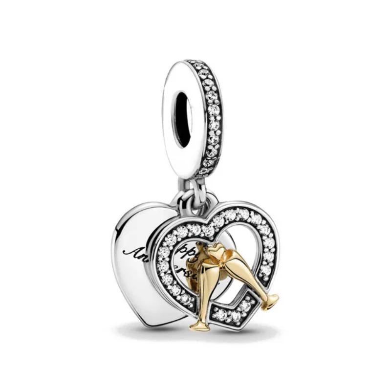 Ciondolo Fascino Argento 925 Fai da Te Torre Porta Castello Nave Angelo per Donne Gioielli Collana Bracciale Boutique