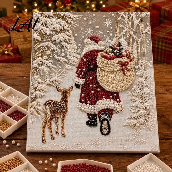 Dekorative Perlen-Bastelarbeiten Weihnachts-Malset Weihnachtsmann Rentier DIY Kunst Kreative Winterdekoration 3D Engel Wandbastelset für Erwachsene Festlich