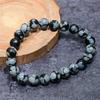 Natural Snowflake Obsidian Gemstone Handmade Cuff Adjustable V1H63