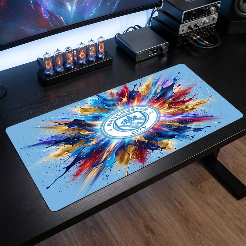 Alfombrilla de ratón grande impresa del Manchester City, alfombrilla de escritorio suave de goma antideslizante para decoración de oficina, portátil y ordenador