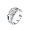 Men's Double Row Moissanite Ring: Sterling Silver, White Gold-Plated, 1 Carat Simulated Diamond with Certificate