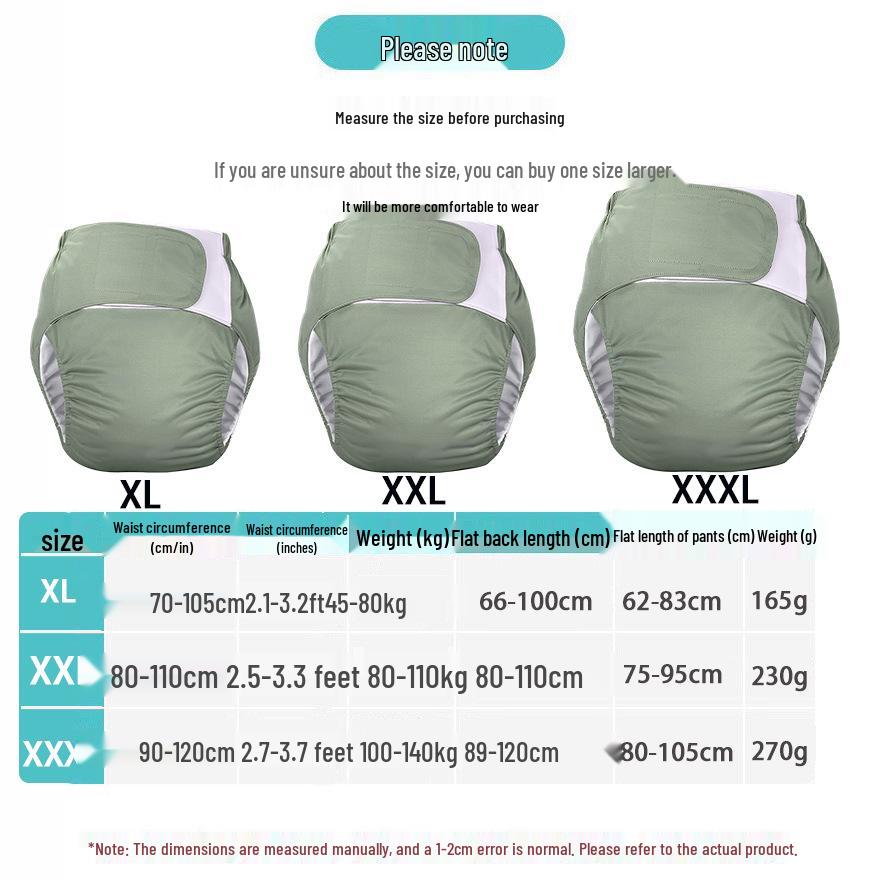 Elderly Washable Leakproof Incontinence Diaper Underwear – Adult Pads for Seniors