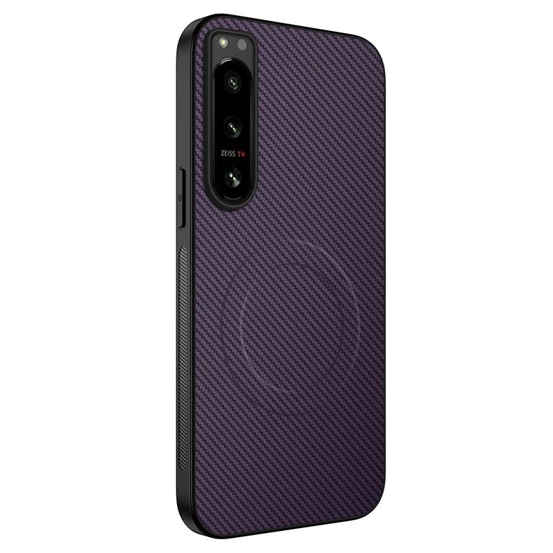 Carbon Fiber Wireless Charging Magnetic Cases For Sony Xperia 5 II Iii Lens Protection Silicone Soft Bumper Cover Phone Case