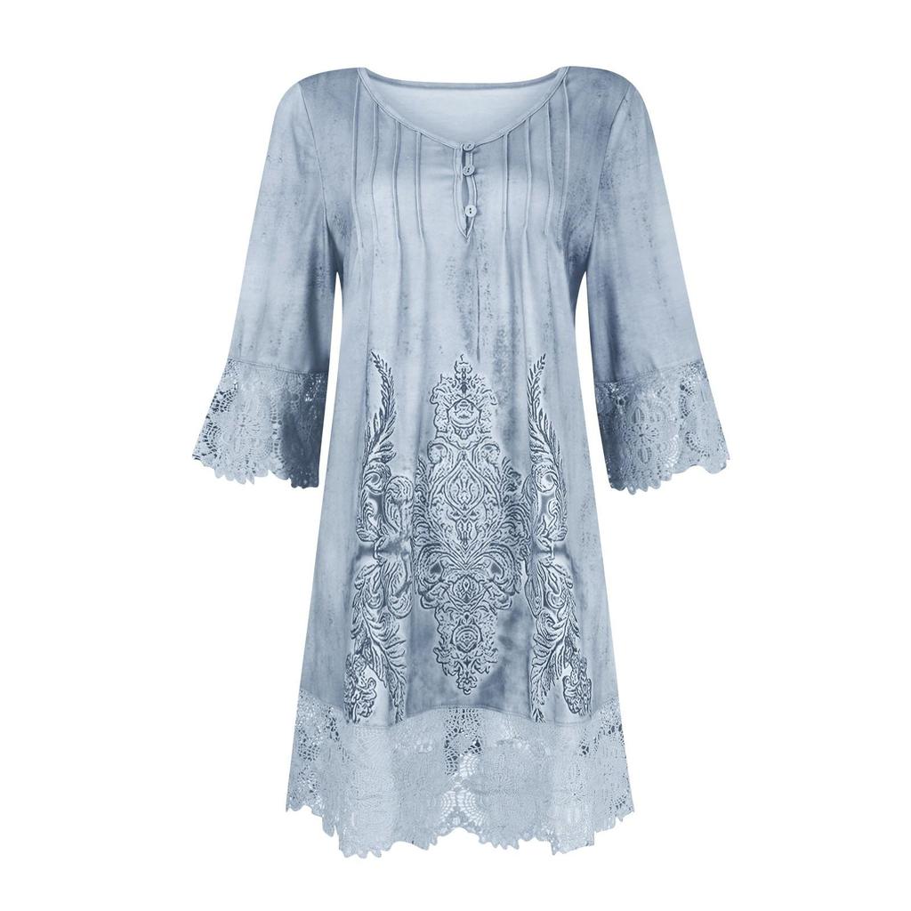 Neues einfarbiges Kleid Frühling Sommer Damenmode V-Ausschnitt Knopf Locker Büro Freizeitkleider Weiblich Urlaub Robe Femme