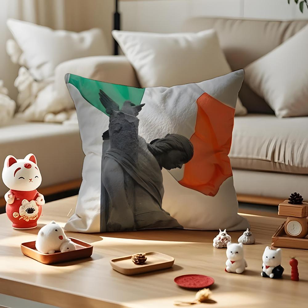 Dutch Windmills & Tulips Cushion Cover Anti-dustmite Pillowcase Invisible Zipper Silky Short Plush Sofa Cushion Cover