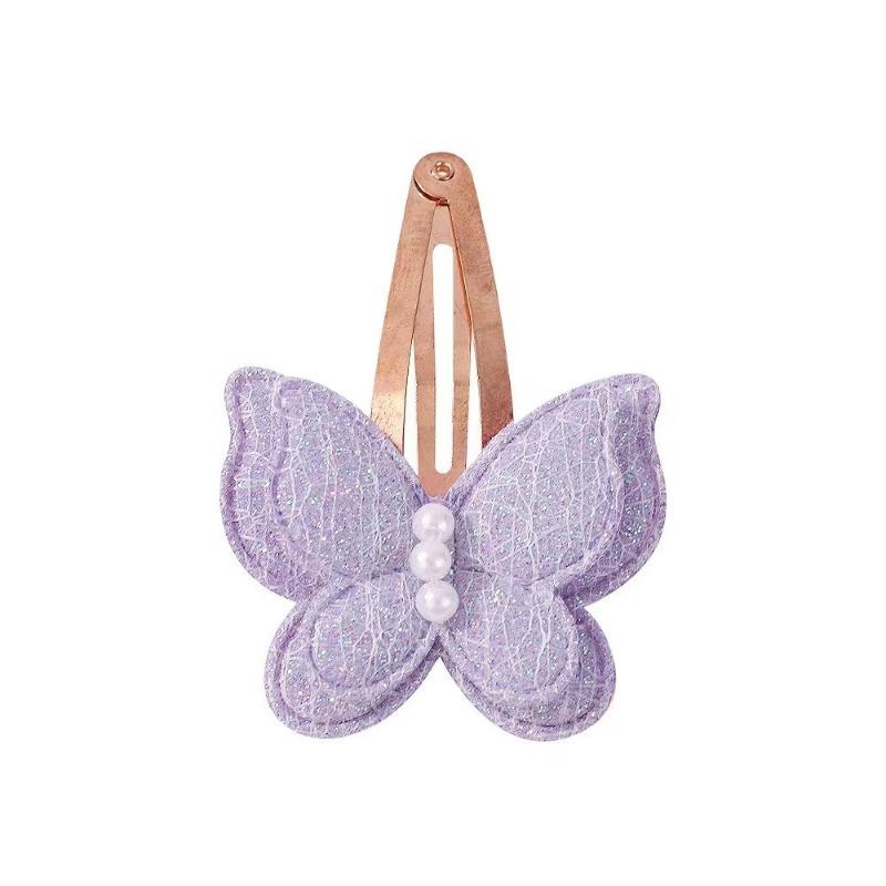 

4 шт./компл. набор заколок для волос в виде бабочек для девочек, двухслойный бант, симпатичная заколка для волос с челкой, безопасный для детей хлопковый набор аксессуаров для волос 4pcs фиолетовый