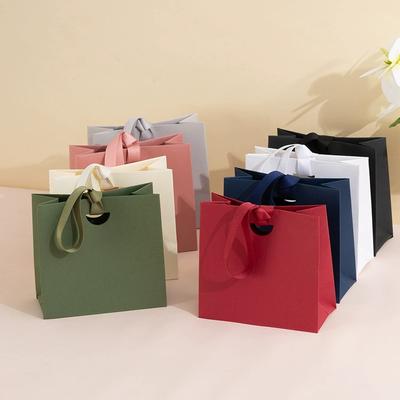 12 Stück Elegante Papiergeschenktaschen mit Bandhenkeln Premium Hochzeitsfeier Gastgeschenk Verpackung Kleine Boutique Einkaufstaschen