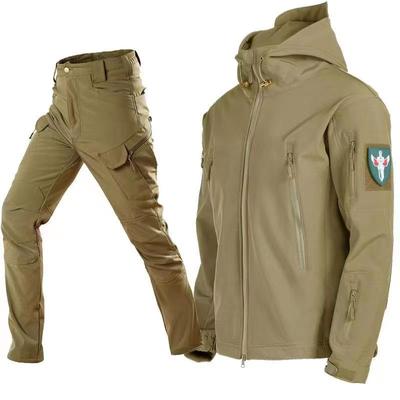 Military Shark Skin Soft Shell Suits Men Tactical Windproof Waterproof Jacket Men Army Combat Pants+ Mens Hooded Camping Coats