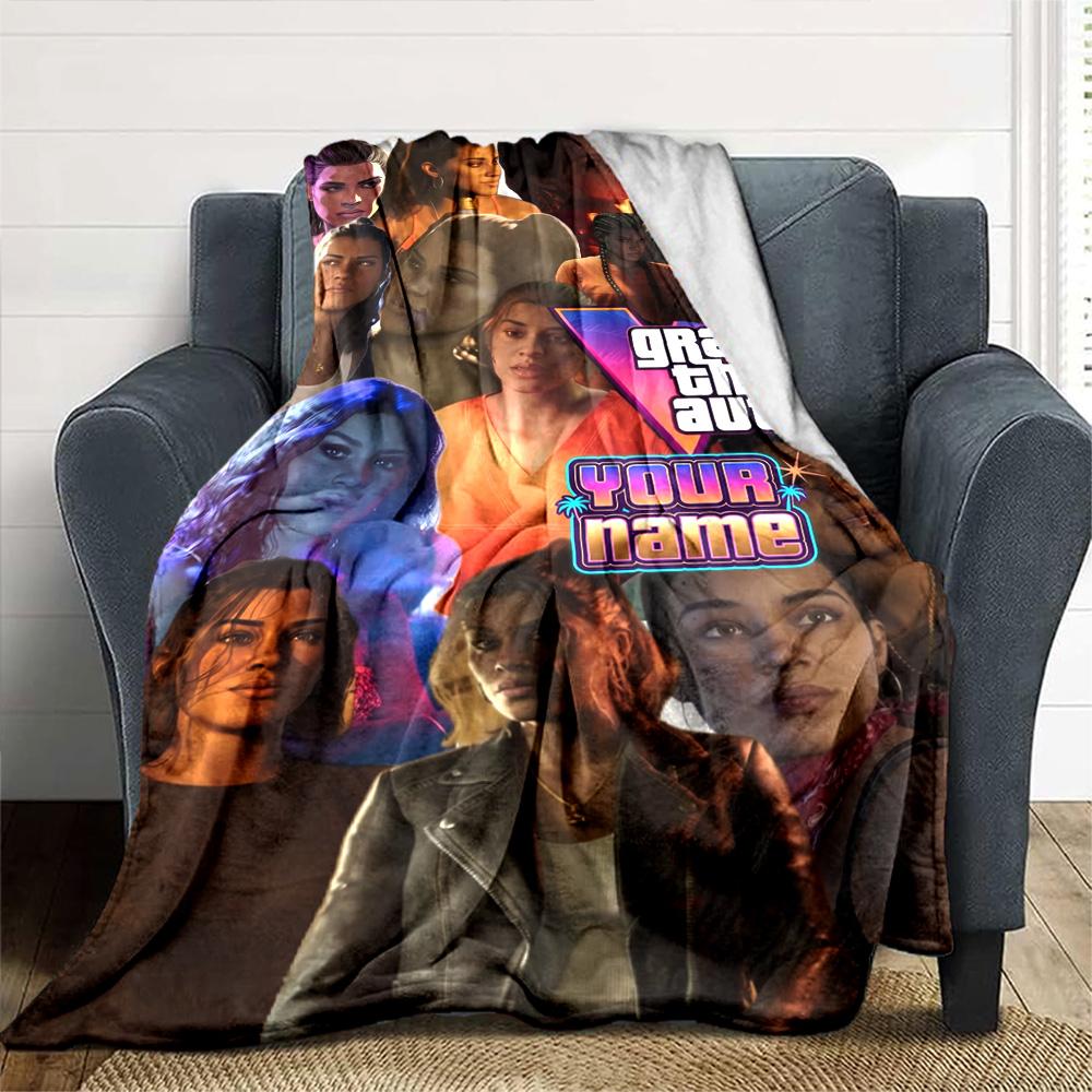 Grand Theft Auto Customize Text Blanket Lightweight Personalized Blanket Comfortable Suitable for Office Livingroom Nap Sofa Four Seasons Universal