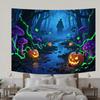 Strange Forest,Jack-o-lantern,Ghost,Mushroom Design-Halloween Backdrop Cloth for Photo Booth,Indoor/Outdoor Parties