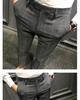 Men's Slim Fit Spring Plaid Trousers - Korean & British Style Nine-Point Pants
