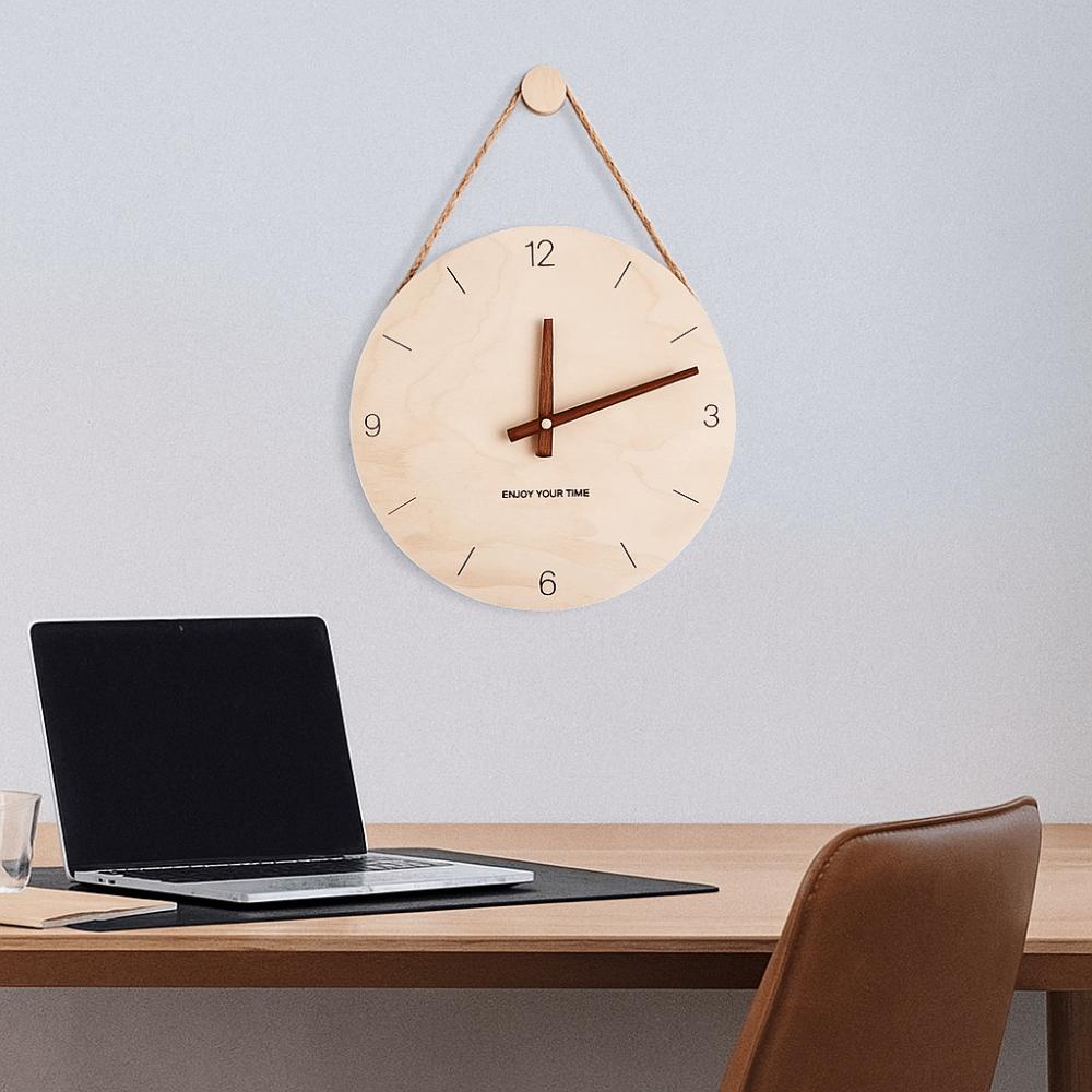 Round Solid Wood Clock Hanging Aesthetic Clock Home Decor Scale Clock  Wall Decoration
