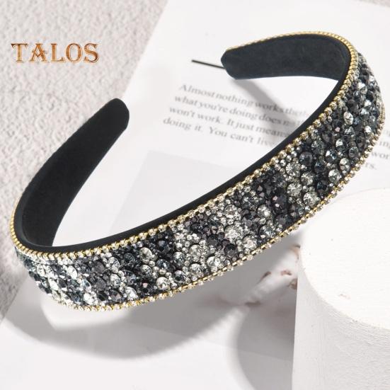 Retro Wide Hair Hoop Shiny Rhinestones Inlaid Lightweight Headband Bright Color Hairband Hair Accessories