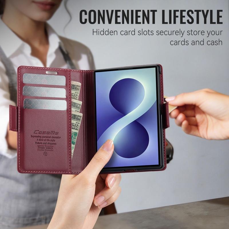 Luxury Magnetic Leather Wallet Card Slot Phone Case for Samsung Galaxy Z Fold 8 Ultra 7 6 5 Wireless Charging Flip Stand Cover